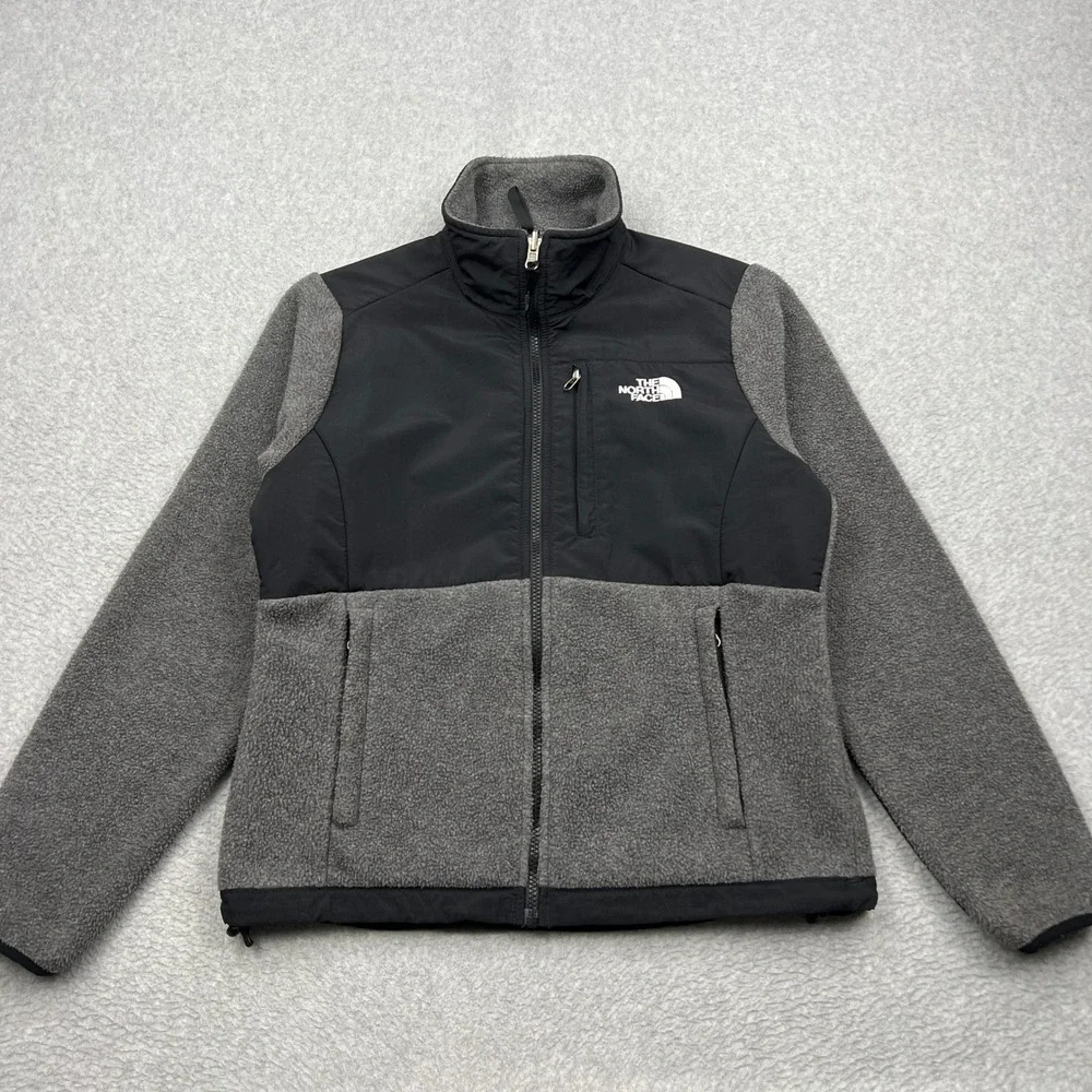 North Face Denali Jacket Womens Small Gray Colorblock Polartec Fleece Full Zip